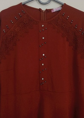 Nakışlı Uzun Kollu Tesettür Elbise - Görsel 5