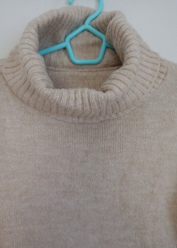 Bej Kadın Triko Boğazlı Kazak - Görsel 4