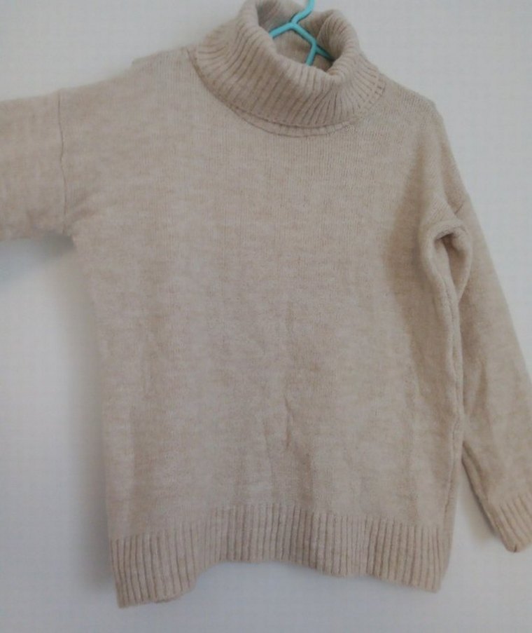 Bej Kadın Triko Boğazlı Kazak - Görsel 2