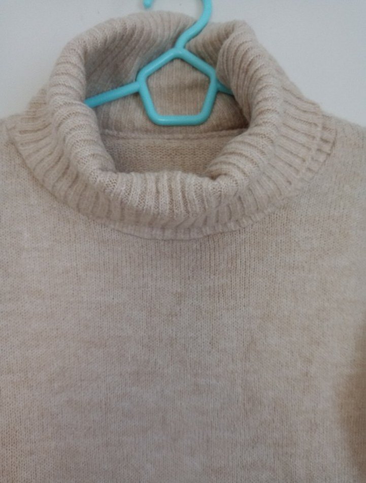 Bej Kadın Triko Boğazlı Kazak - Görsel 4