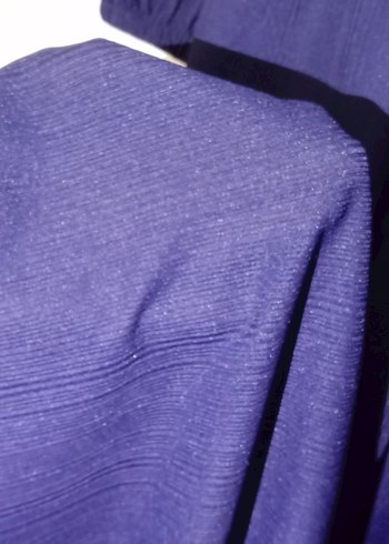 Lacivert Uzun Keten Elbise Düğmeli - Görsel 6