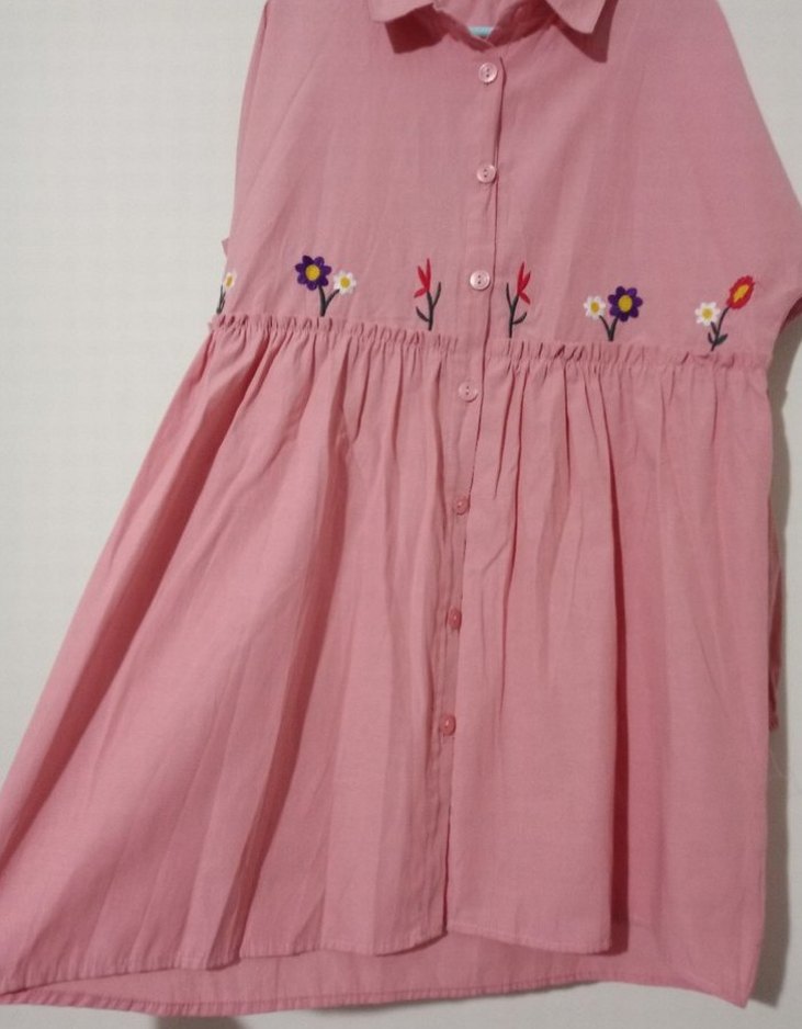 Pembe Nakışlı Pamuklu Tunik - Görsel 2