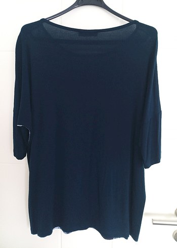 Mavi Baskılı, Salaş Kesim, Kısa Kollu Bluz - Görsel 3