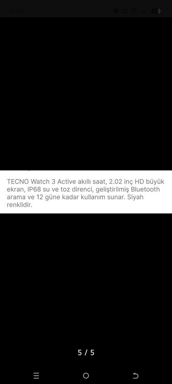 TECNO Watch 3 Active Akıllı Saat Siyah - Görsel 5