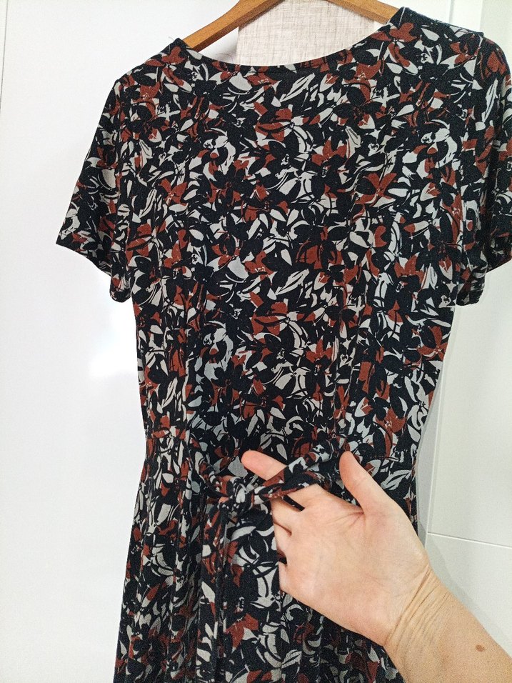 Bohem Stil V Yaka Midi Elbise - Görsel 3