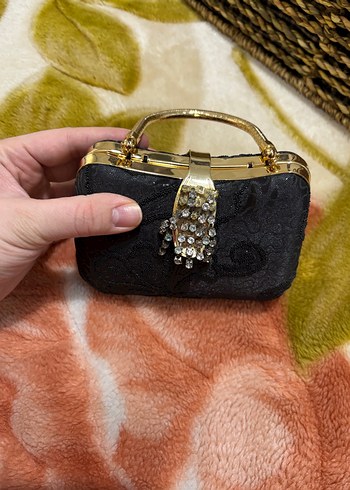 Klasik Siyah Taşlı Kadın Portföy Çanta - Görsel 2