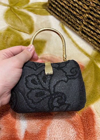 Klasik Siyah Taşlı Kadın Portföy Çanta - Görsel 3