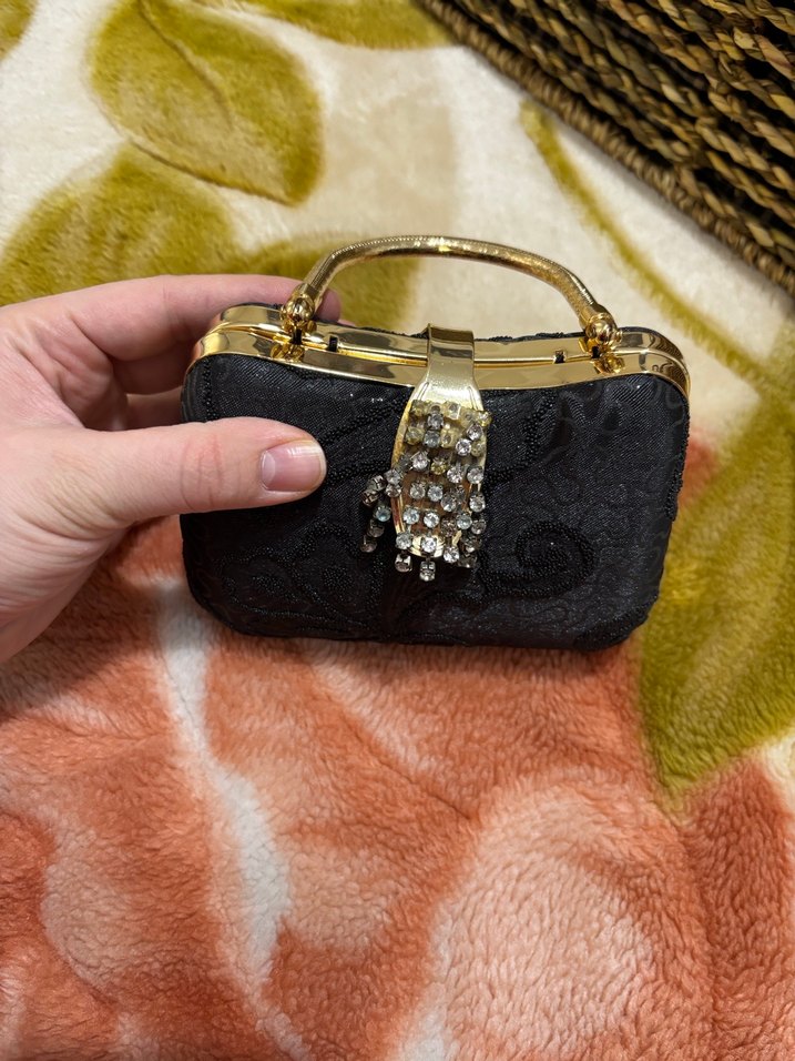 Klasik Siyah Taşlı Kadın Portföy Çanta - Görsel 2