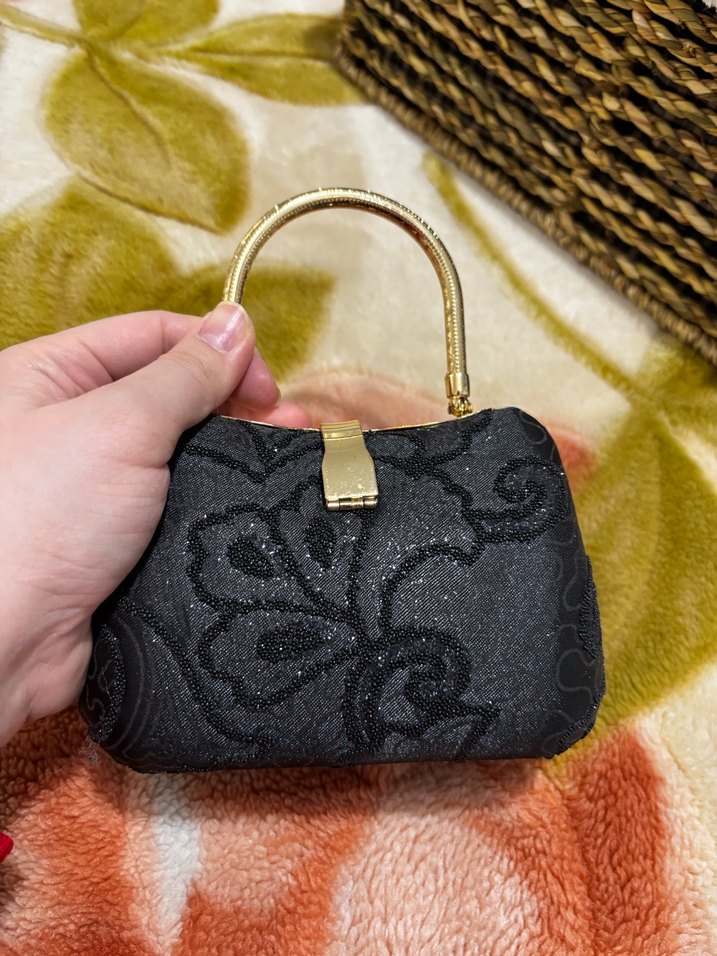 Klasik Siyah Taşlı Kadın Portföy Çanta - Görsel 3