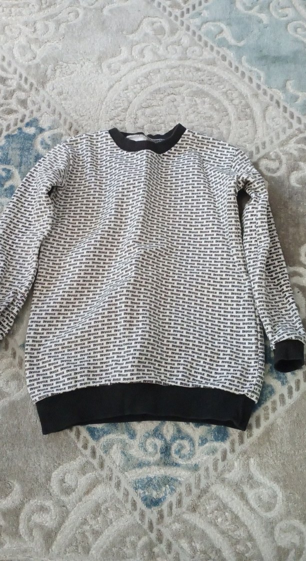 Gri Uzun Kollu Örme Kadın Sweatshirt - Görsel 2