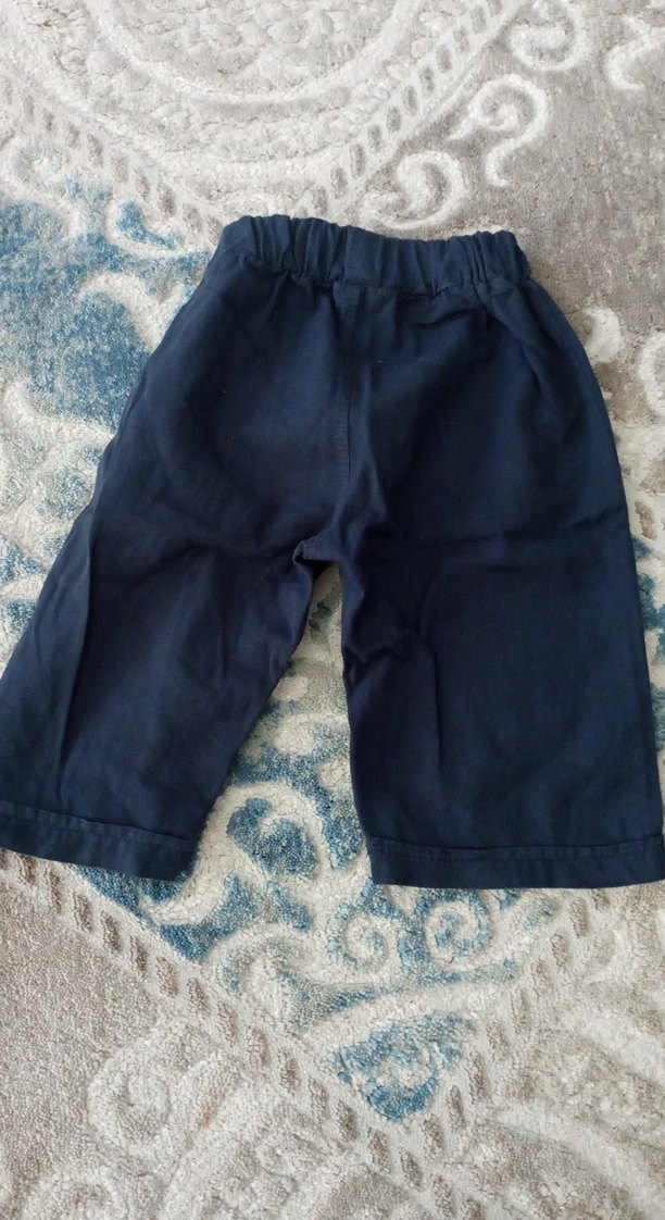 Lacivert çocuk Keten Bol Kesim şort - Görsel 2