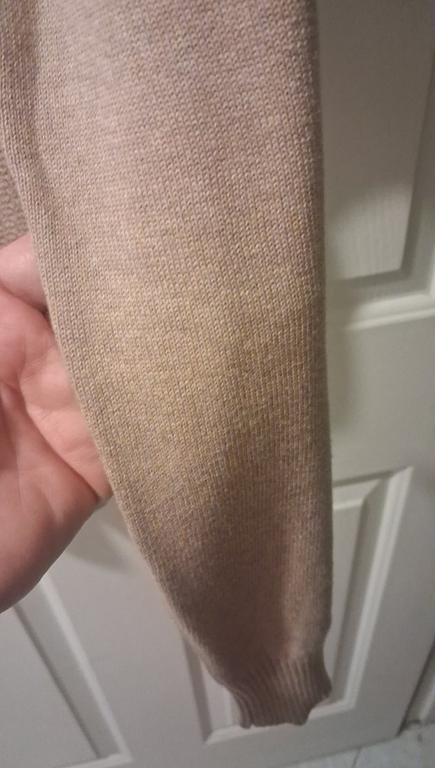 açık kahve V Yakalı Erkek Örgü Yün Kazak - Görsel 5