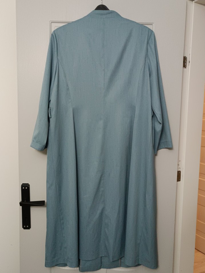 Mavi Uzun Keten Kadın Kaban - Görsel 2