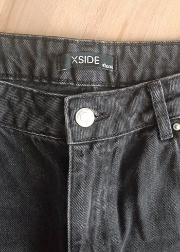 Kadın Siyah Bol Kesim Midi Denim Pantolon - Görsel 3