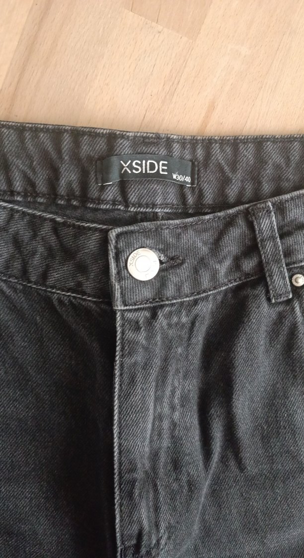 Kadın Siyah Bol Kesim Midi Denim Pantolon - Görsel 3