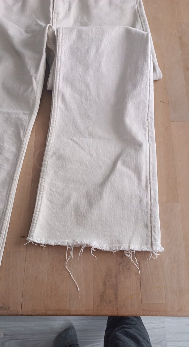 Beyaz Midi Kadın Kot Pantolon - Görsel 2