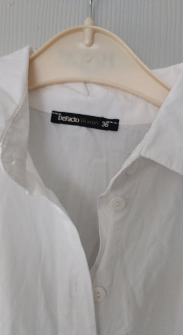 Beyaz Keten Hamile Tunik, Kısa Kollu, Salaş - Görsel 2