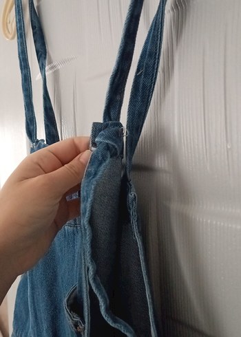 Kadın Mavi Denim Midi Boy Bol Tulum - Görsel 2