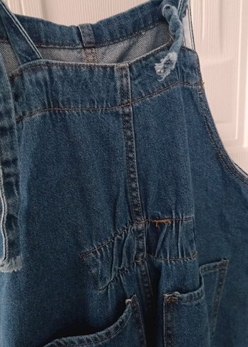 Kadın Mavi Denim Midi Boy Bol Tulum - Görsel 3