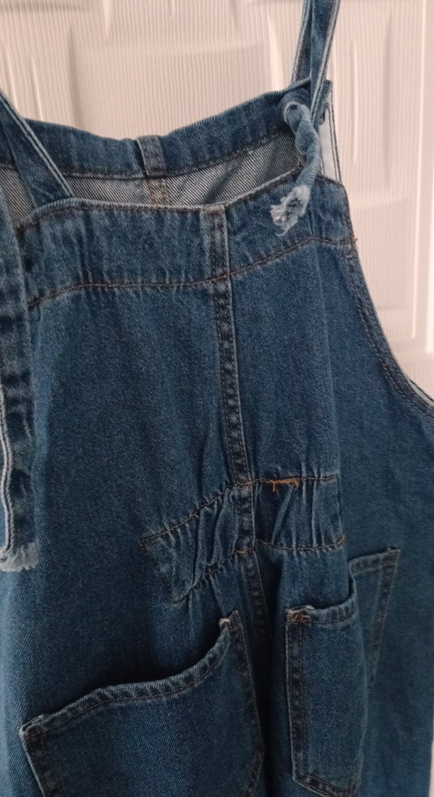 Kadın Mavi Denim Midi Boy Bol Tulum - Görsel 3