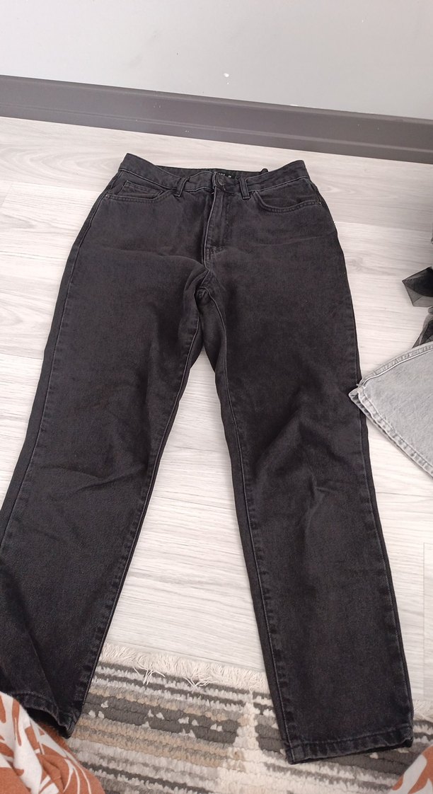 Gri Düğmeli Kadın Denim Pantolon - Görsel 2