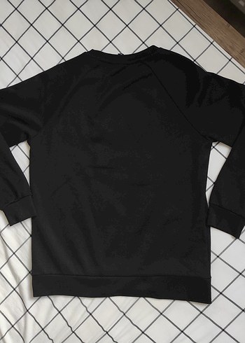 Kadın Siyah Baskılı Pamuklu Sweatshirt - Görsel 3