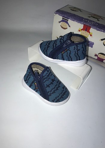 Ceyo marka Mavi Erkek Bebek İlk Adım Ayakkabısı Velcro - Görsel 4