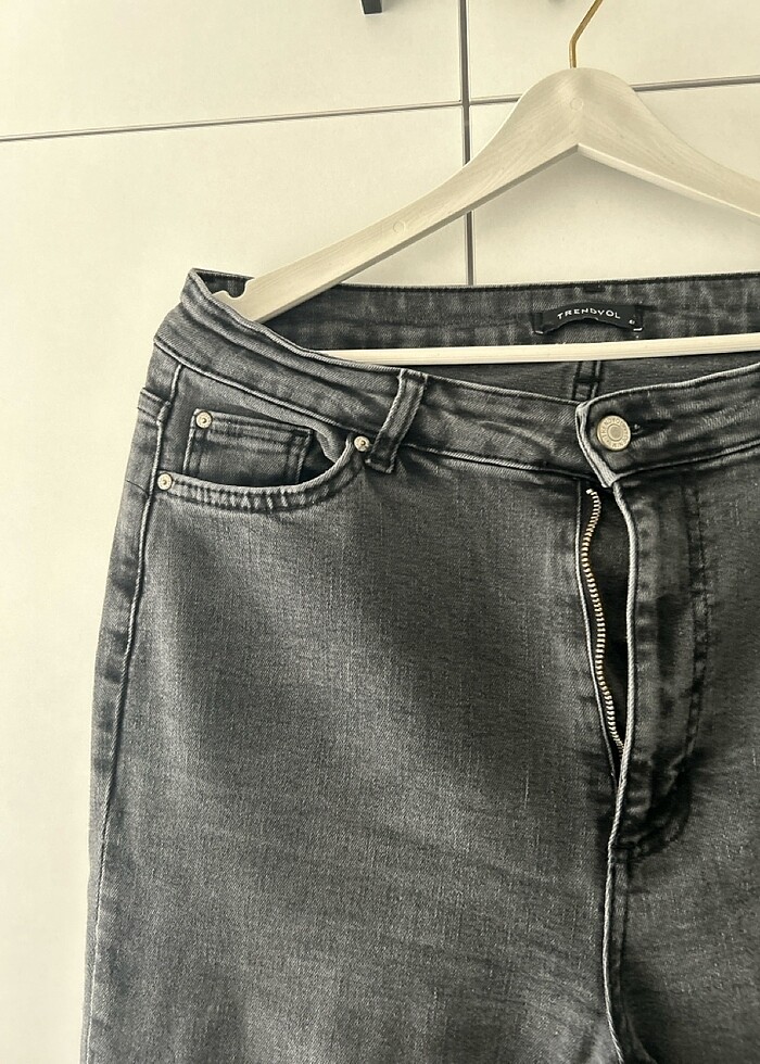 Antrasit Likralı İspanyol Paça Pantolon - Görsel 4