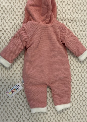 Kapüşonlu Pembe Örgü Kız Bebek Tulumu - Görsel 3