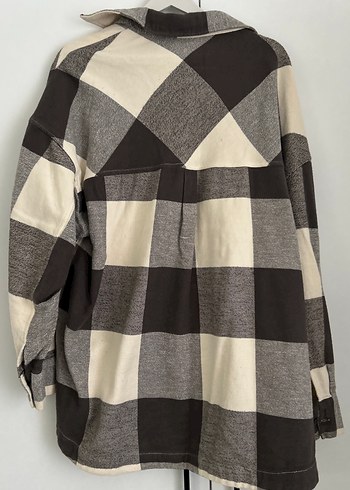 Kadın Gri Kareli Pamuklu Bol Kesim Gömlek - Görsel 4