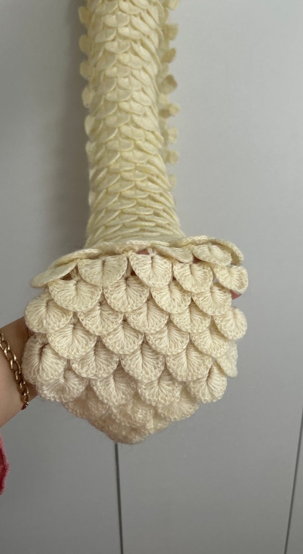 Kadın Bej Fırfırlı Örgü Şal - Görsel 2