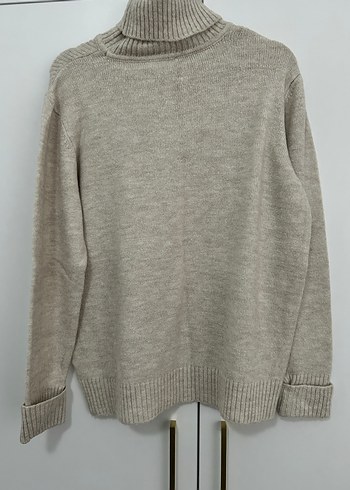 Bej Örgü Boğazlı Kadın Kazak - Görsel 3