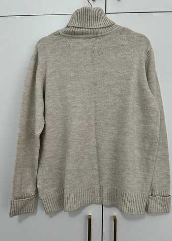 Bej Örgü Boğazlı Kadın Kazak - Görsel 2