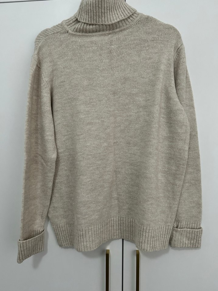 Bej Örgü Boğazlı Kadın Kazak - Görsel 3