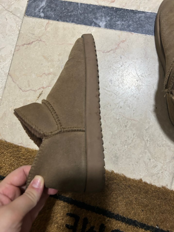 Bej Süet Kadın Botları, Kürklü, Dolgu Topuklu - Görsel 2