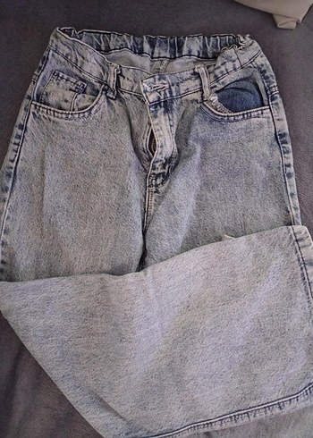 Gri Kadın Bol Kesim Midi Kot Pantolon - Görsel 2