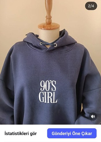 diğer Beden siyah Renk Siyah Kapüşonlu 90's Girl Baskılı Sweatshirt