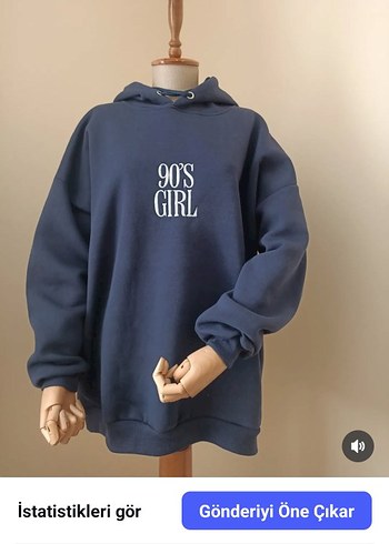 diğer Beden Siyah Kapüşonlu 90's Girl Baskılı Sweatshirt