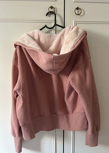 Bershka Pembe Yumuşak Kürklü Midi Kadın Hirka