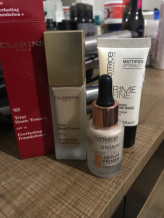 Clarins fondaten+catrice primler+catrice aydınlatıcı baz 