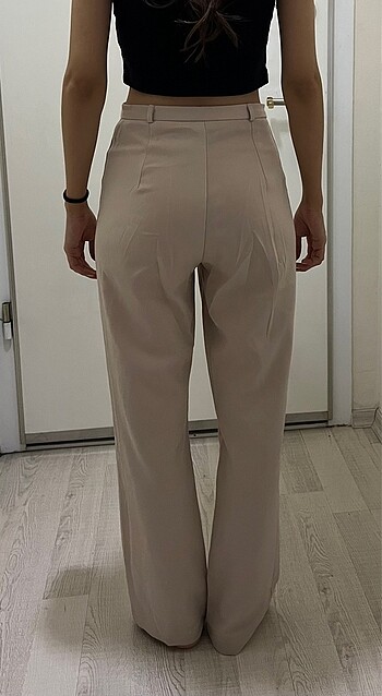 Toz Pembe Kumaş Pantolon - Görsel 3