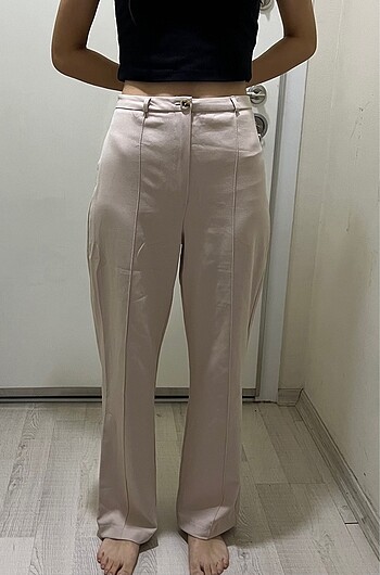 Toz Pembe Kumaş Pantolon - Ana görsel