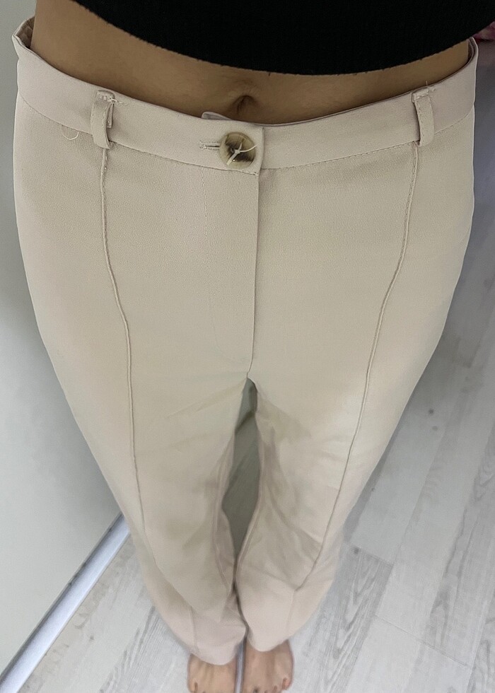 Toz Pembe Kumaş Pantolon - Görsel 4