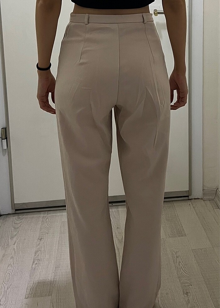 Toz Pembe Kumaş Pantolon - Görsel 3