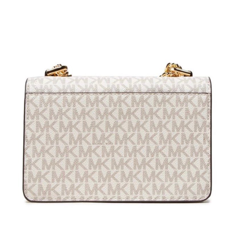 Zincir Detaylı Beyaz Yılan Desenli Kadın Çanta - Görsel 2