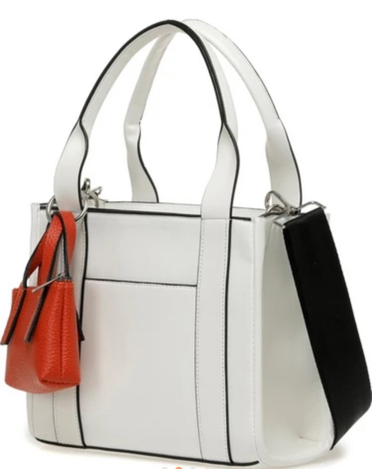 Kadın Beyaz Deri Minimalist Omuz Çantası - Görsel 2