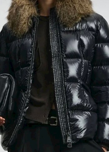 LUFİAN KAZ TÜYÜ | Kürk Detaylı Siyah Kadın Kışlık Mont - Görsel 2