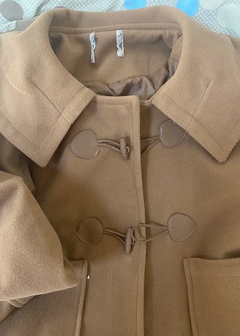 Bej Midi Düğmeli Hamile Kabanı - Görsel 4