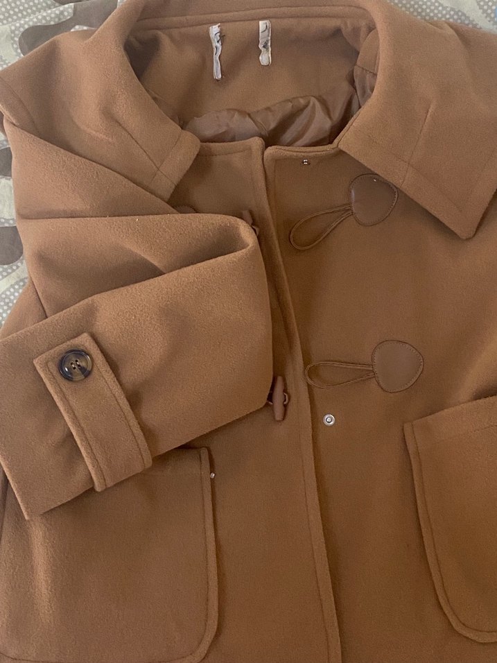 Bej Midi Düğmeli Hamile Kabanı - Görsel 3