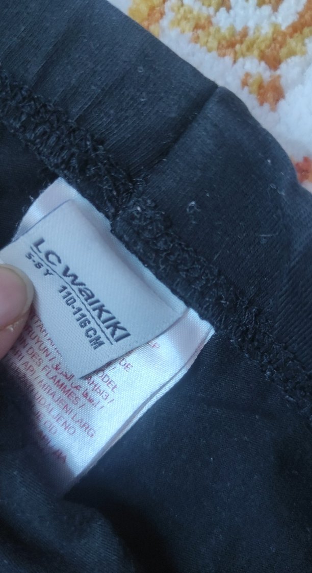 Siyah Baskılı Pamuklu Kız Tayt - Görsel 2